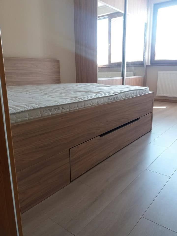 Doppelbett in Eichendekor Sonoma mit Bettkasten-Laden